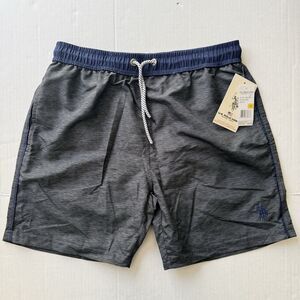 NWT US Polo Assn Men's Medium Elastic Drawstring Swim Shorts Heather Gray